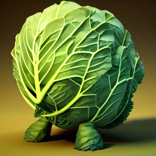 Image similar to high quality 3 d render very cute cabbage! highly detailed, unreal engine cinematic smooth, in the style of detective pikachu, hannah yata charlie immer, moody light, deep purple smoothed background, low angle, uhd 8 k, sharp focus