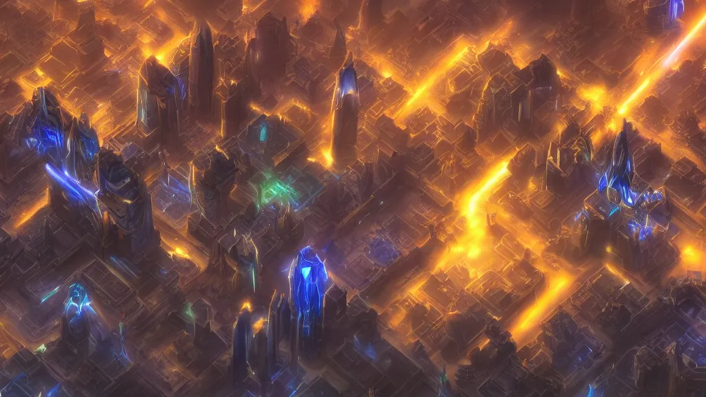 Image similar to incredible protoss city beautiful dramatic lighting