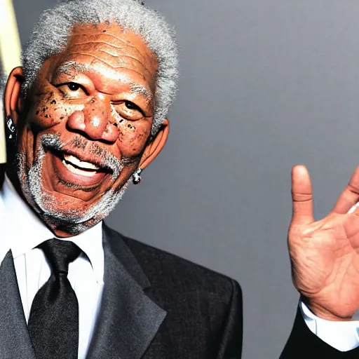 Image similar to morgan freeman powers up to super saiyan