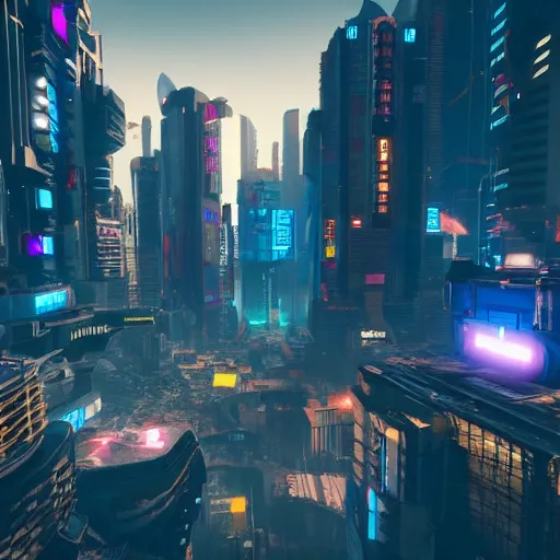 Image similar to cyberpunk city in the future getting bombed award winning, trending on artstation, unreal engine