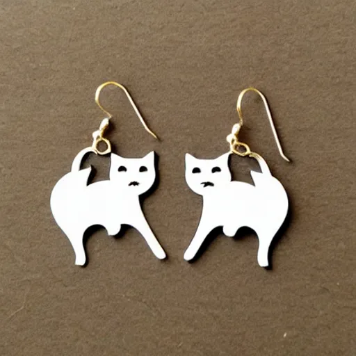 Image similar to 2d lasercut cat earrings, popular on artstation, popular on deviantart, popular on pinterest