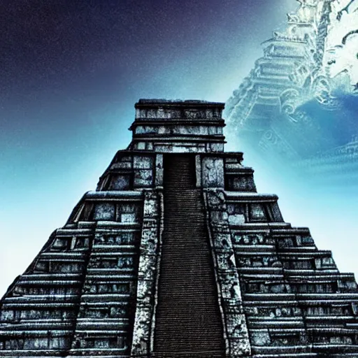 Mayan temples merged with cyberpunk futuristic | Stable Diffusion