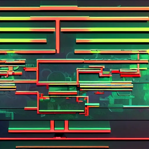 Image similar to nuclear brutalist synthetic sounds waves in infinite recursion, in the style of a YouTube thumbnail