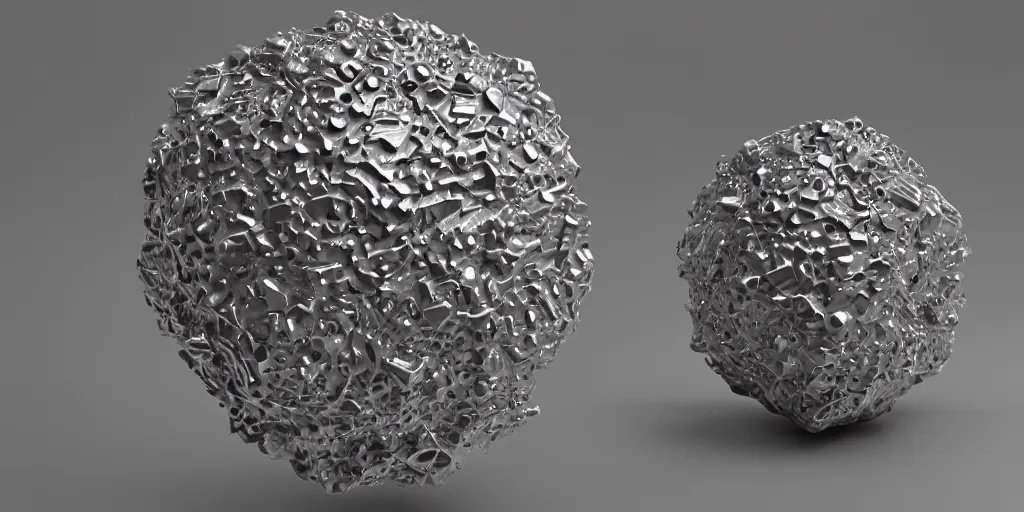 Image similar to photorealistic 3 d voronoi sculpture made of liquid metal, raytraced, octane render, c 4 d, 8 k