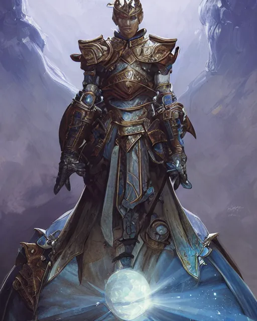 Image similar to Portrait of a Fantasy azure knight, moonlit, HD, illustration, epic, D&D, fantasy, intricate, elegant, highly detailed, digital painting, artstation, concept art, smooth, sharp focus, illustration, art by artgerm and greg rutkowski and alphonse mucha, monster hunter illustrations art book