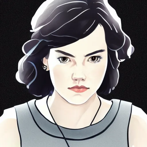 Image similar to a portrait of Daisy Ridley, anime art style