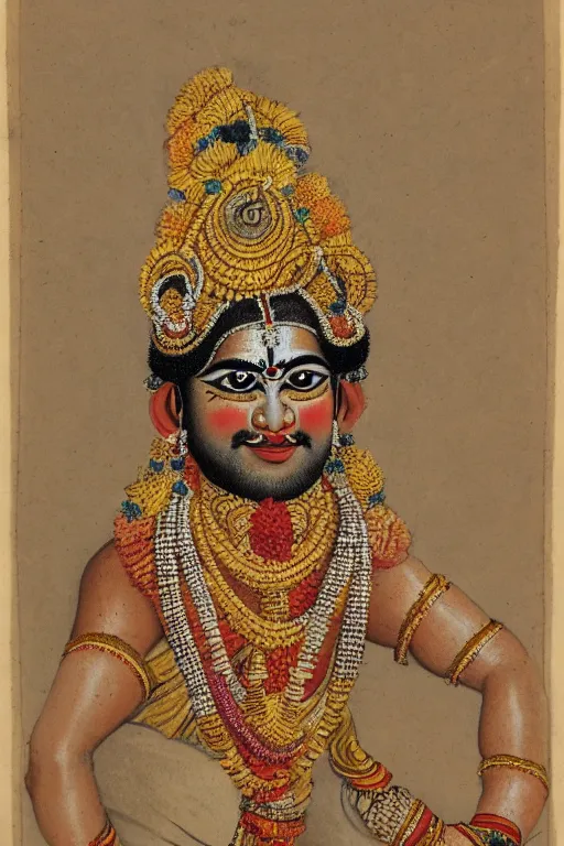 Image similar to Portrait of a Yakshagana dancer in the style of Hans Zatzka