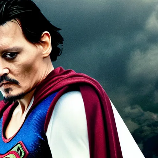 Prompt: johnny depp as superman