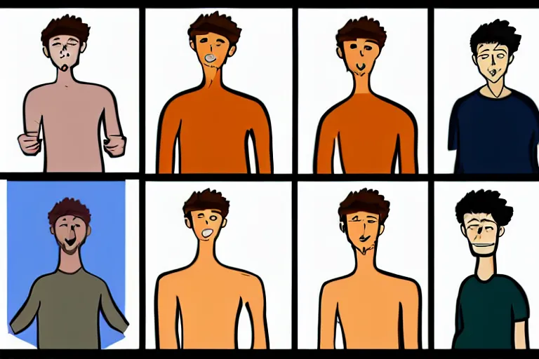 Image similar to Drawn guy, in full growth, in different styles, with different backgrounds