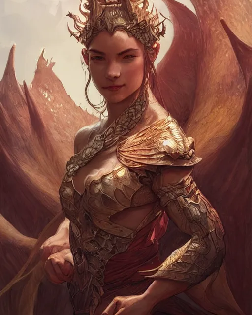 Image similar to Portrait of a dragon person, HD, illustration, epic, D&D, fantasy, intricate, elegant, highly detailed, digital painting, artstation, concept art, smooth, sharp focus, illustration, art by artgerm and greg rutkowski and alphonse mucha, monster hunter illustrations art book