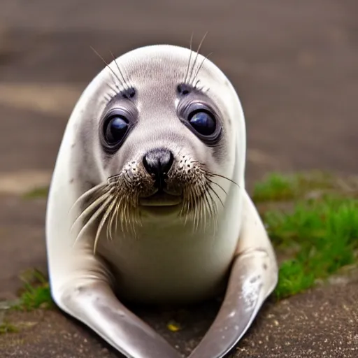 Image similar to seal pup with the face of a clown