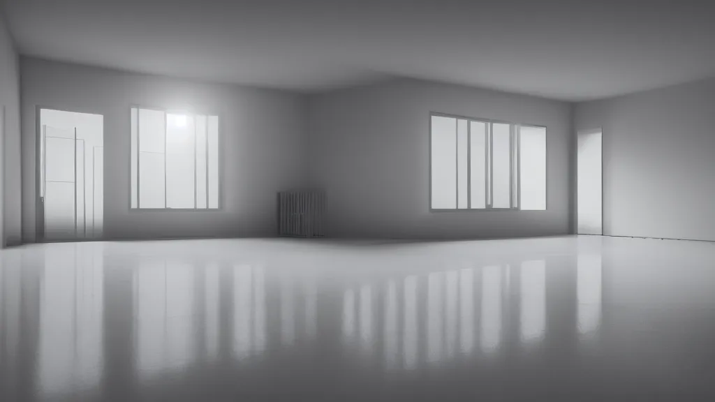 Prompt: a professional photographic portrait view picture of a minimalist room with a white floor an a high roof, without windows, unreal engine 5, trending on artstation, in the style of albert dros