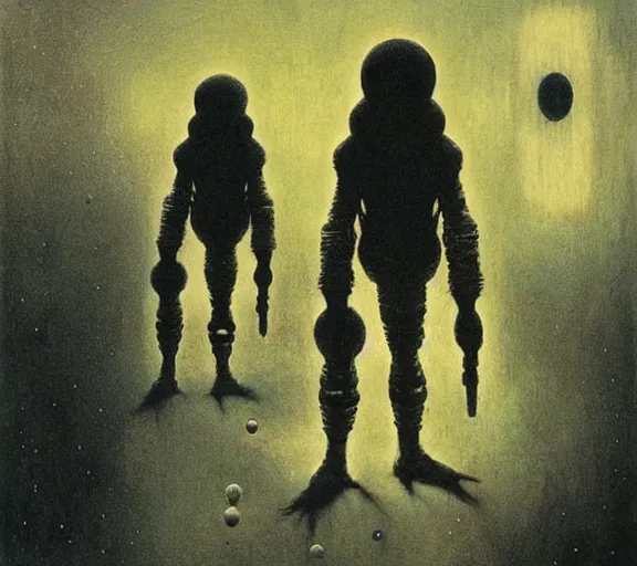 Prompt: occult astronauts by beksinski