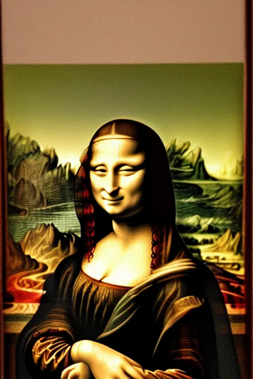 Image similar to mona lisa in the style of pointilism