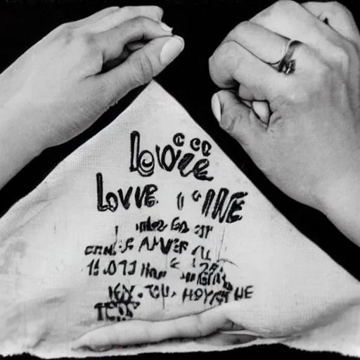 Image similar to A depiction of love on a burnt napkin, by Lucien Clergue and R. Crumb