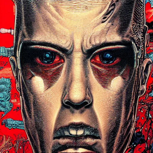 Image similar to portrait closeup of crazy eminem, symmetrical, by yoichi hatakenaka, masamune shirow, josan gonzales and dan mumford, ayami kojima, takato yamamoto, barclay shaw, karol bak, yukito kishiro