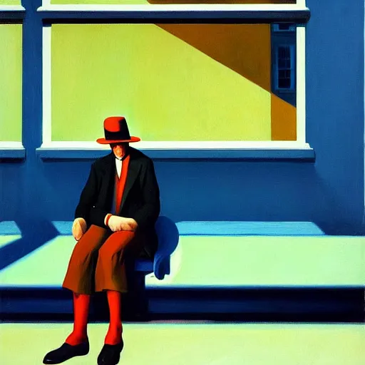Prompt: painting of an invisible man, by edward hopper and james gilleard