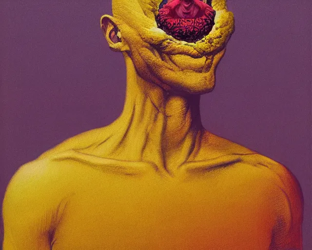 Image similar to A portrait of a man with an exploding head by Zdzisław Beksiński and Ilya Repin,In style of AbstractPainting.digital illustration,hyper detailed,sharp focus,4k