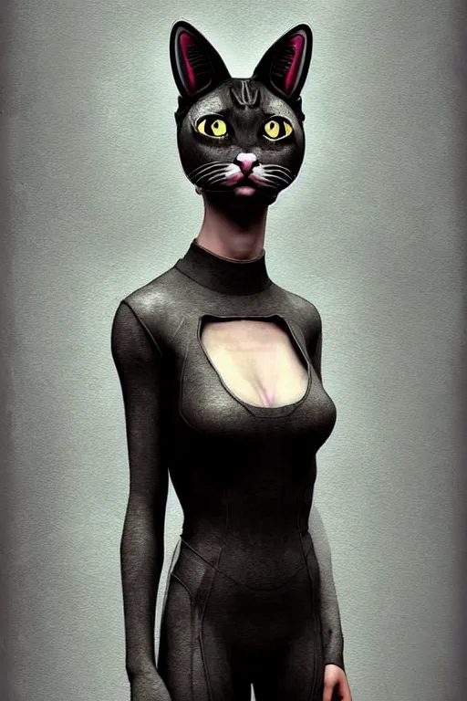 Prompt: epic professional digital art of female human - cat hybrid animal wearing air force jumpsuit, humanoid car head, cat ears, painting, by leesha hannigan, iris van herpen, artstation, cgsociety, wlop, epic, much wow, much detail, gorgeous, detailed, cinematic, masterpiece