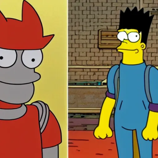 Image similar to futurama meets simpsons in berserk anime drawn by kentaro miura