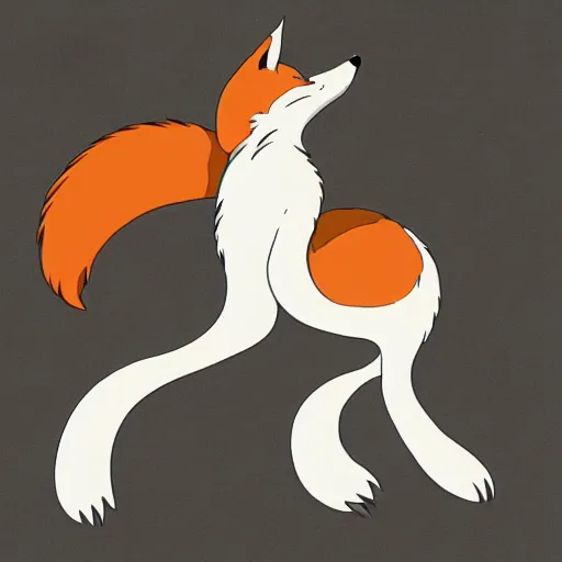 Image similar to ghibli, concept art illustration, fox, white background