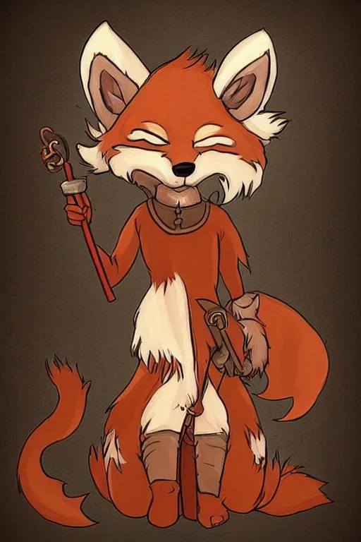 Image similar to a cute medieval anthropomorphic fox with a fluffy tail, comic art, trending on furaffinity, cartoon, kawaii, backlighting, furry art!!!, cool shading, concept art