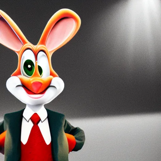 Prompt: roger rabbit as a real person, photorealistic, cinematic