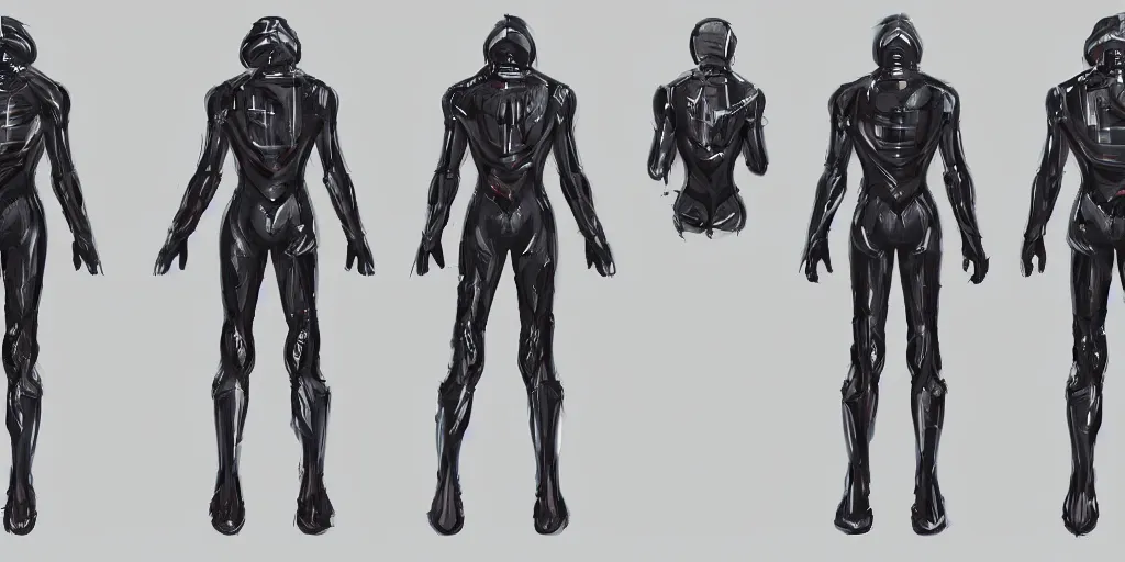 Image similar to male, space suit, character sheet, concept art, stylized, large shoulders, large torso, long thin legs, exaggerated proportions, concept design