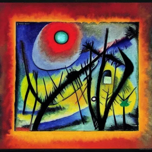 Prompt: a forest with eyes night by kandinsky