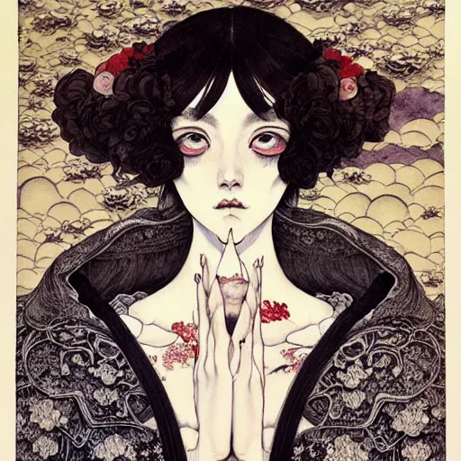 Prompt: prompt: Portrait painted in renaissance style drawn by Vania Zouravliov and Takato Yamamoto, inspired by Fables, china doll face, smooth face feature, intricate oil painting, high detail, sharp high detail, manga and anime 2000