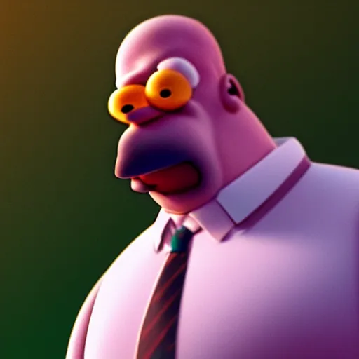 Image similar to A still of Homer Simpson as a real person. Extremely detailed. Beautiful. 4K. Award winning