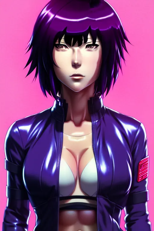 Image similar to a fullbody portrait of motoko kusanagi the major ghost in the shell : : stand alone complex, under repairs, maintenance : : by ilya kuvshinov, rossdraws, artgerm, sola digital arts, anti aliasing, raytracing : :