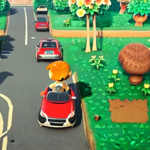 Image similar to animal crossing car crash