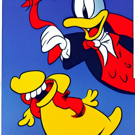 Image similar to donald duck, in style of carl barks