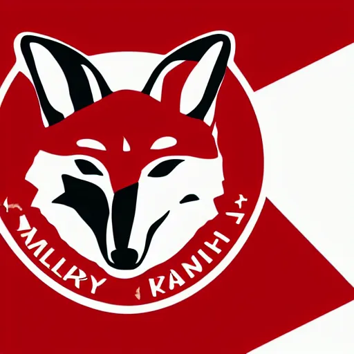 Prompt: military logo that involves foxes, white and red color scheme