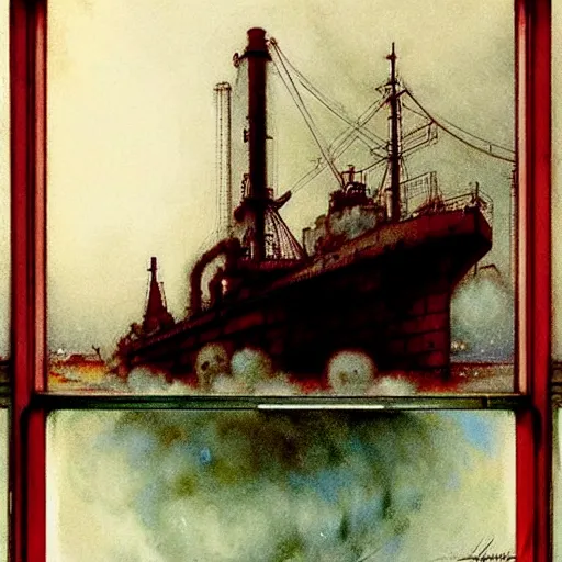 Prompt: ( ( ( ( ( 1 9 5 0 s retro future industrial steam ship window. muted colors. ) ) ) ) ) by jean baptiste monge!!!!!!!!!!!!!!!!!!!!!!!!! chrome red