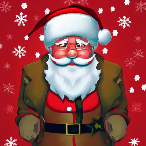 Image similar to santa claus as a communist, digital art, artstation