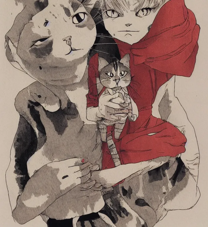 Image similar to anthropomorphic female cat by katsuhiro otomo