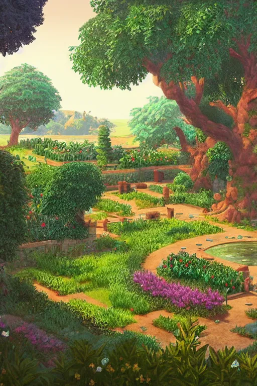 Prompt: painting of a classical doric garden, rendered in octane trending on cgsociety. extremely detailed and intricate art. in the style of stardew valley painted in watercolors, by dawe gabriel and dean roger