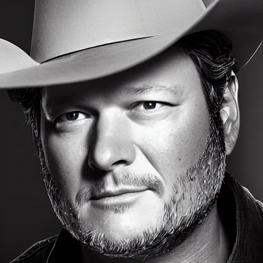 Prompt: portrait of blake shelton by ansel adams