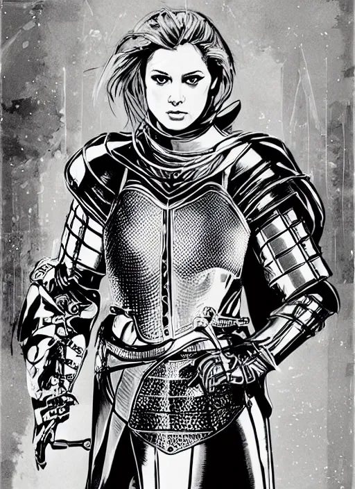 Image similar to a tomboy female knight wearing medieval armor. knight tomboy. art by martin ansin, martin ansin artwork. portrait.