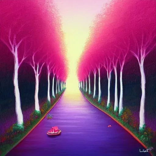 Image similar to Beautiful city of the future in harmony with nature. Nice colour scheme, soft warm colour. Beautiful painting by Lurid. (2022)