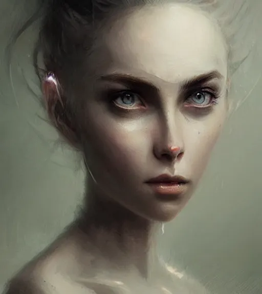 Prompt: billi eilish, beautiful piercing eyes, realistic face, in the style of greg rutkowski, fantasy, amazing detail, epic, intricate, elegant, smooth, sharp focus