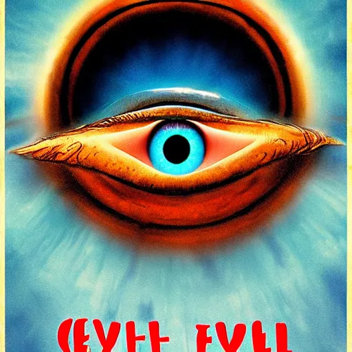 Image similar to creepy eyeball watching over the universe, movie poster,