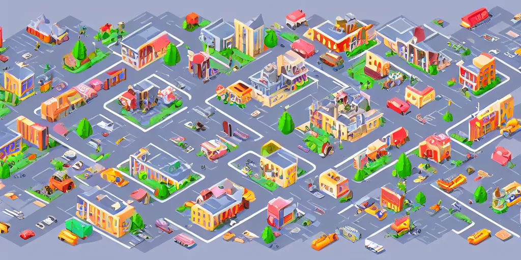 Image similar to cute isometric city