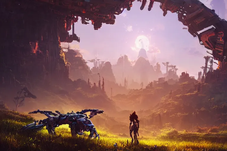 Image similar to tideripper machine mecanical creature robot of horizon forbidden west horizon zero dawn radiating a glowing aura global illumination ray tracing hdr fanart arstation by ian pesty and alena aenami artworks in 4 k