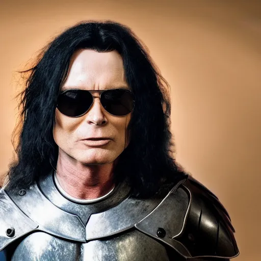 Prompt: tommy wiseau as a mighty knight, realistic photo, photoreal, 8k, award winning photography