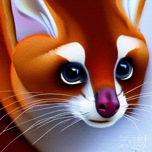 Image similar to An orange and brown ringtail, furry art, digital art