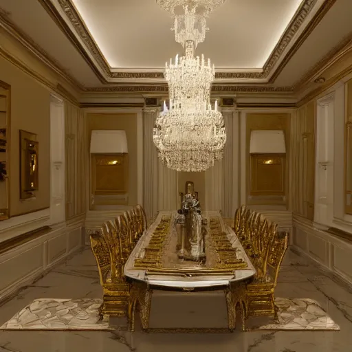 Image similar to extremly detailed luxurious white house interior with champagne on the table, 8 k, octane render, ray traced, global illumination, ultra detailed, photorealistic