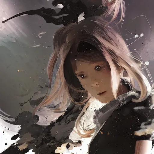 Prompt: highly detailed portrait of a hopeful young astronaut lady with a wavy blonde hair, by Dustin Nguyen, Akihiko Yoshida, Greg Tocchini, Greg Rutkowski, Cliff Chiang, 4k resolution, nier:automata inspired, dishonored inspired, vibrant but dreary but upflifting gold, black and white color scheme!!! ((Space nebula background))